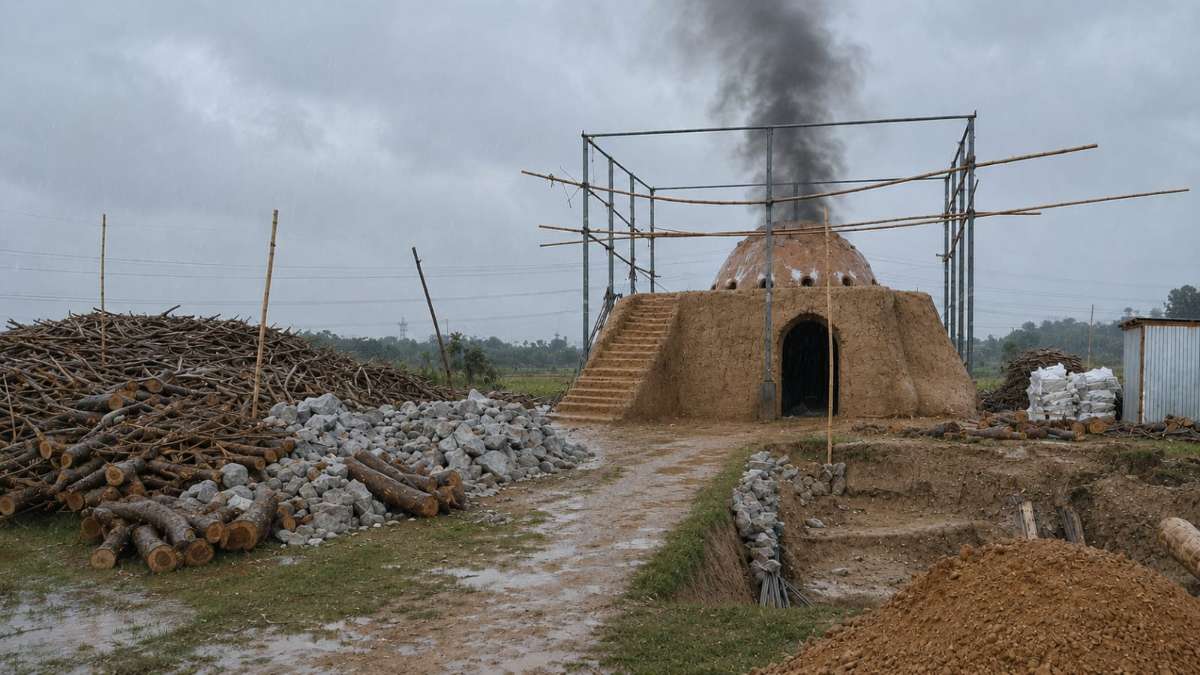 চুন তৈরীর চুল্লির আগুনে পুড়ছে বন
