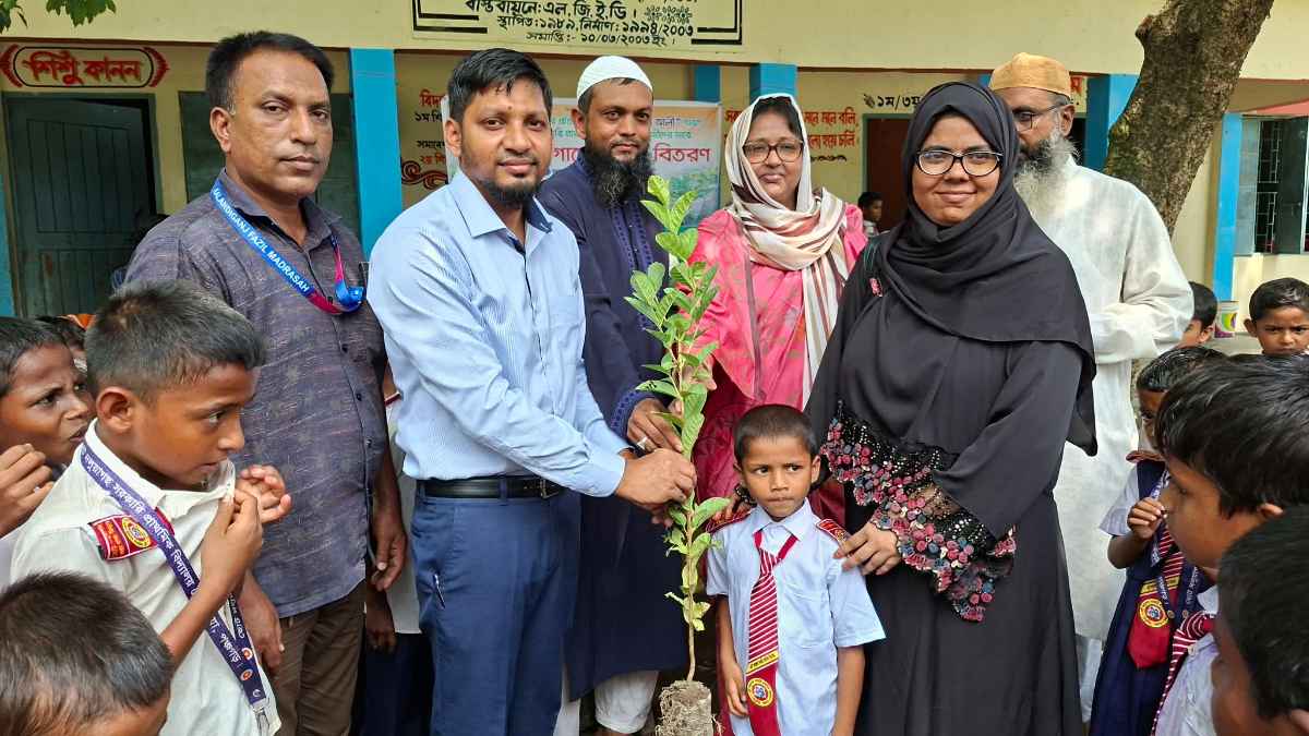 তেঁতুলিয়ায় বাবার স্মরণে শিক্ষার্থীদের মাঝে ৬৫০টি গাছের চারা বিতরণ করলেন ছেলে সাইফুল ইসলাম 