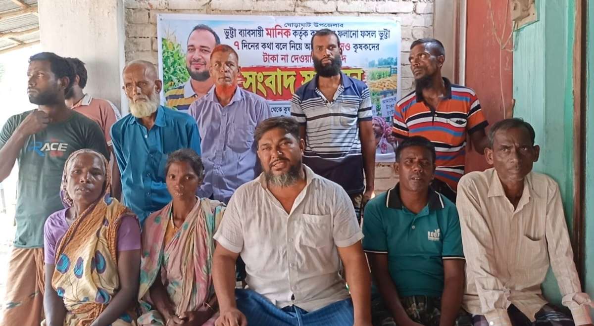 ভুট্টা বিক্রির টাকা না পেয়ে ব্যবসায়ীর বিরুদ্ধে কৃষকদের সংবাদ সম্মেলন