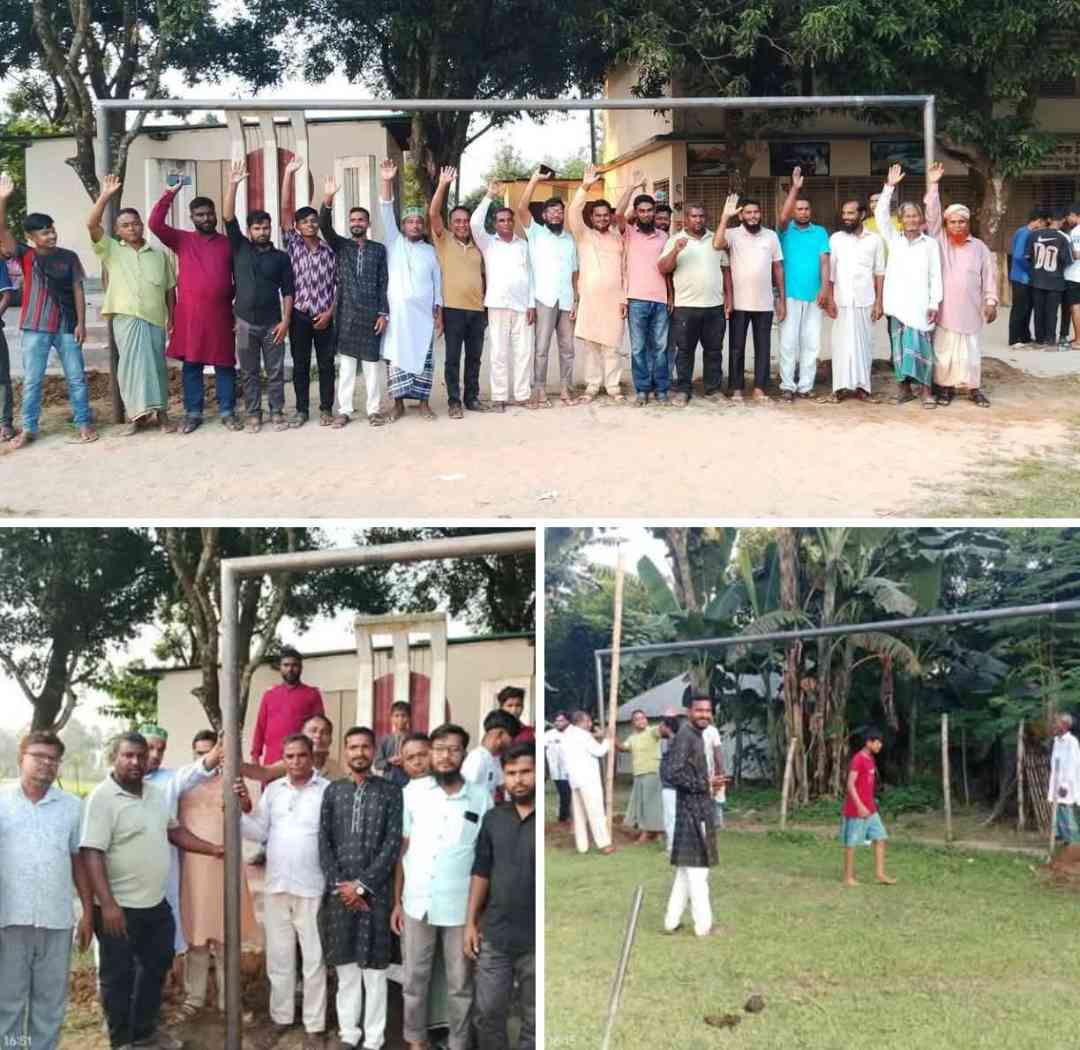 বীরগঞ্জে মাদক ও জুয়া থেকে তরুণদের দূরে রাখতে মাঠে গোলপোস্ট স্থাপন