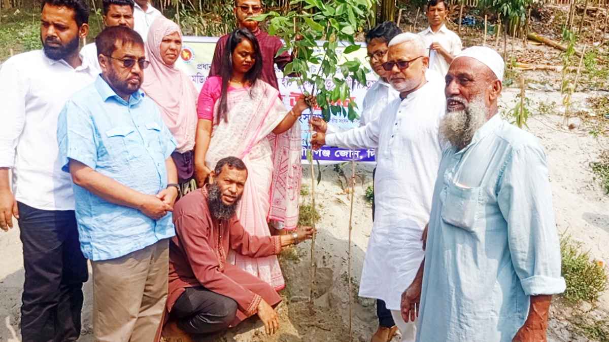 বীরগঞ্জে জগদল আশ্রয়ণ পুকুরপাড়ে বৃক্ষরোপণ কর্মসূচির উদ্বোধন